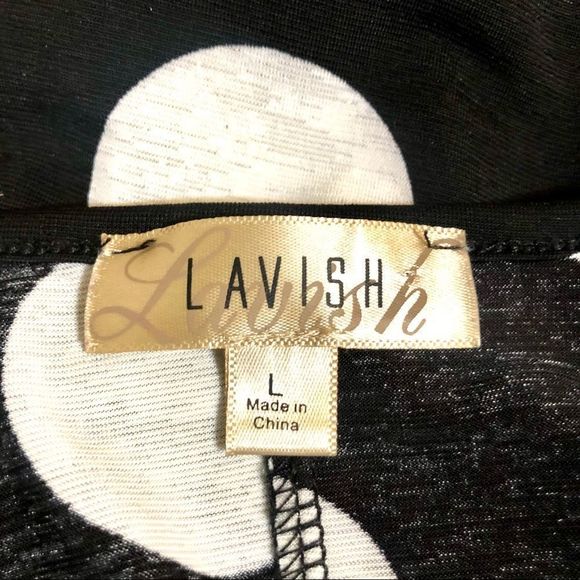 Lavish Black & White Polka Dot Shirt Women’s L - Picture 10 of 16